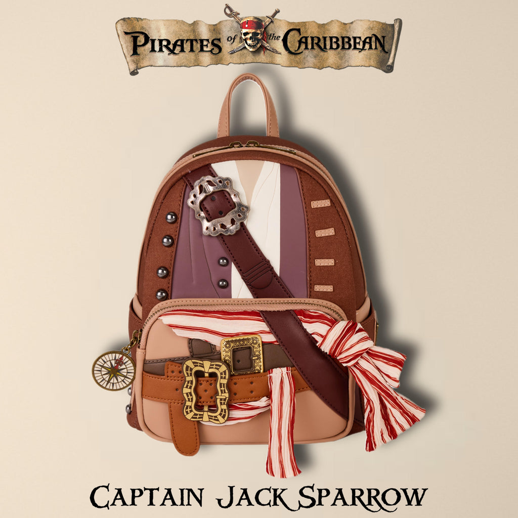 Loungefly Jack Sparrow Pirates of the Caribbean Cosplay Mini Backpack Exclusive!