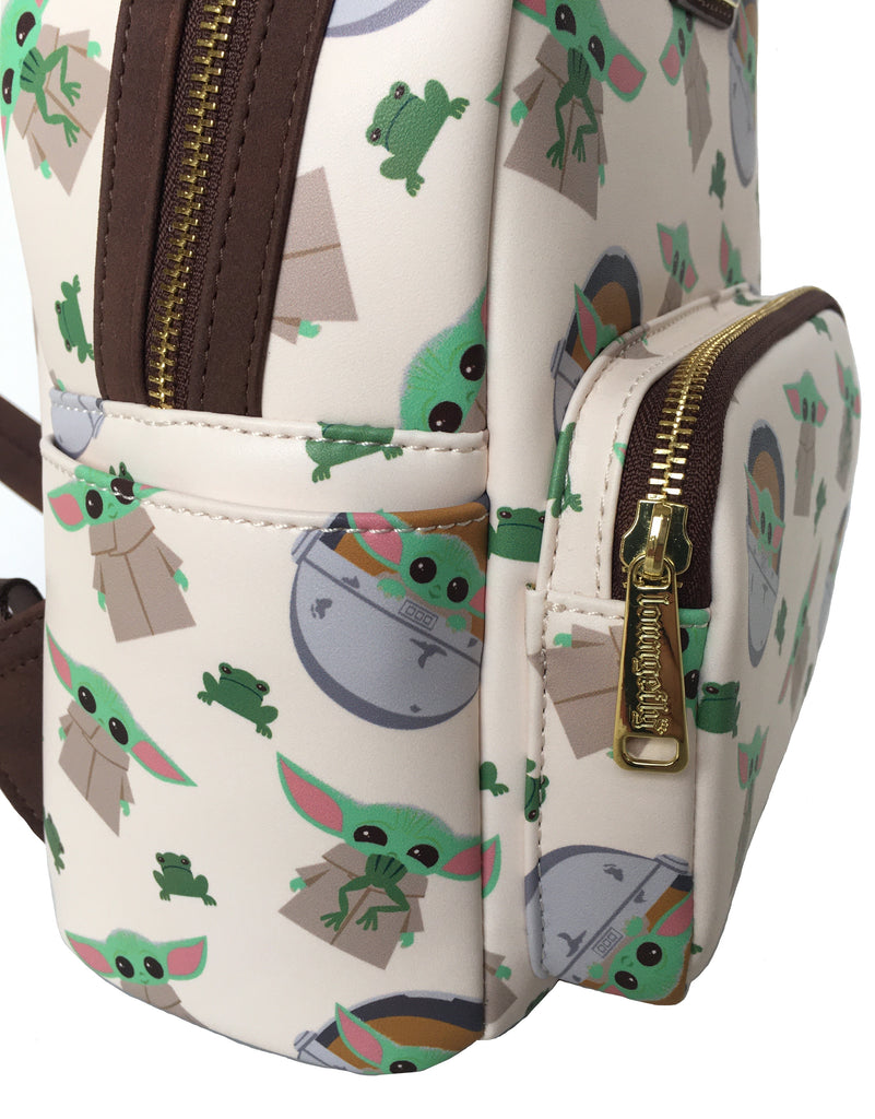 Loungefly Star Wars The Mandalorian Baby Yoda Grogu AOP Mini Backpack Exclusive!